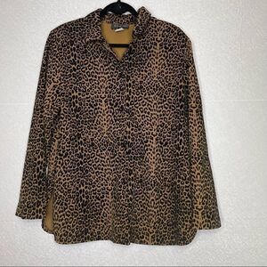 𝅺braetan Embossed Animal Print Button Front Shirt Jacket L